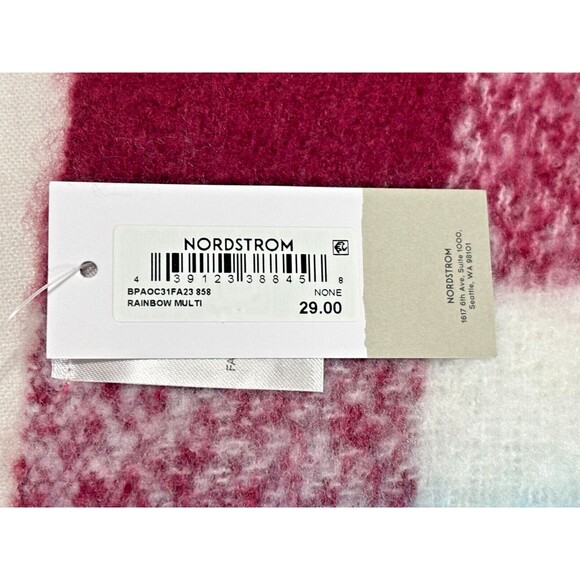 Nordstrom BP Wide Plaid Patterned Scarf Oversized w/ Pockets Blanket Fringe NWT - Picture 5 of 11
